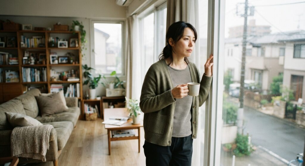 寂しそうな女性の画像